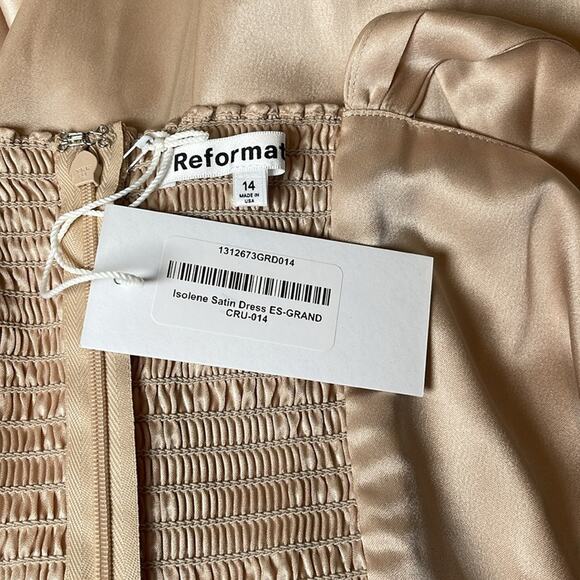 REFORMATION Isolene Satin Es Grand Cru Maxi Dress Size 14 - Picture 7 of 8